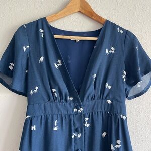 Le Lis Navy Floral Button-Down Dress
